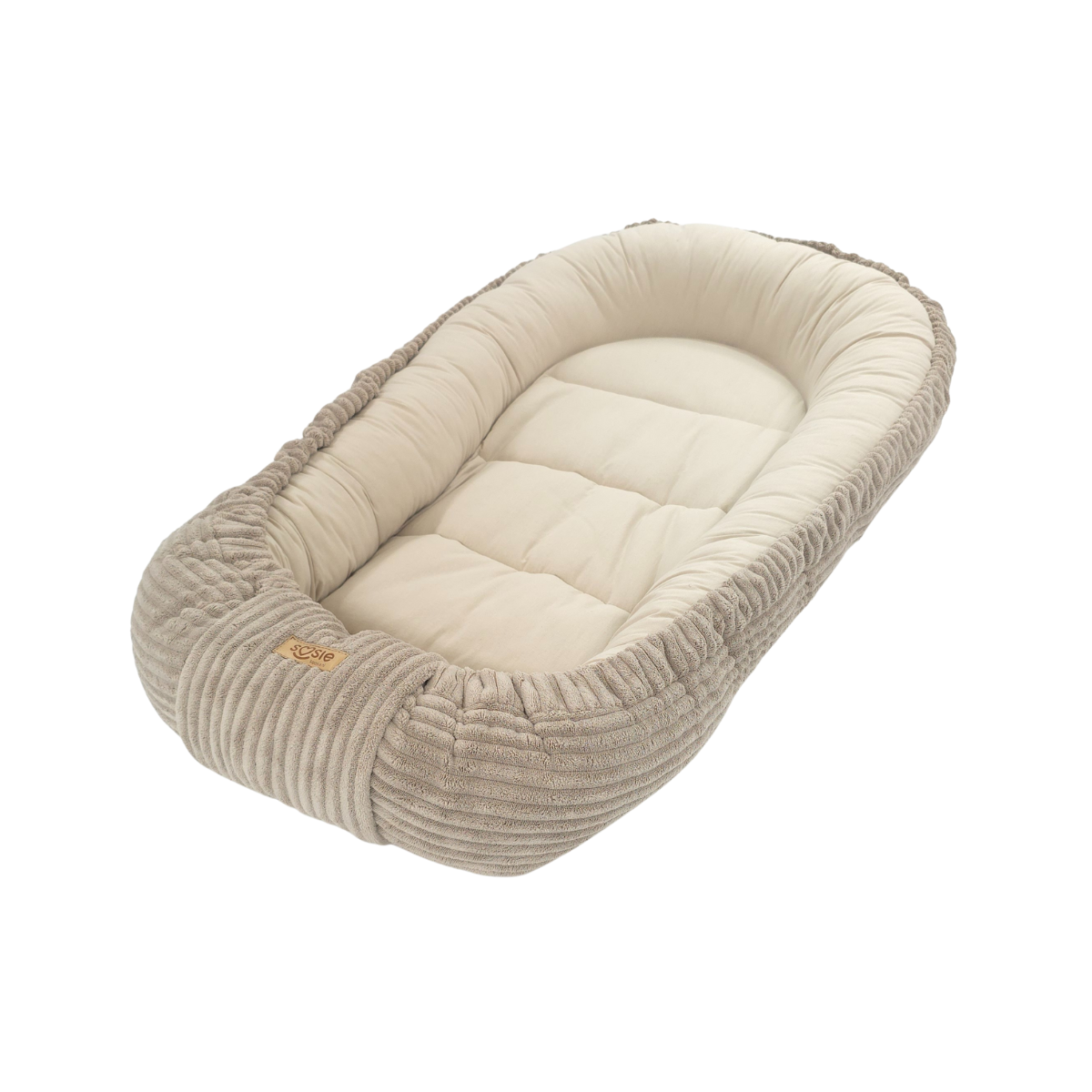Soosie Babynestje – Corduroy & Katoen – Dubbelzijdig – Beige – 90×50 cm, Verstelbaar met Strikkoorden – Inclusief Kussentje