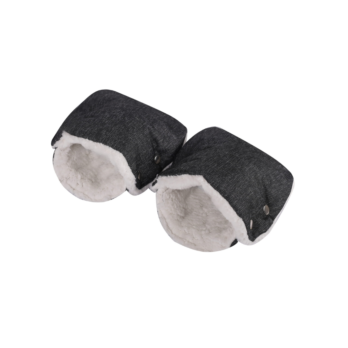 SOOSIE Winter Kinderwagen Voetenzak + Handmof – Zwart Melange & Teddy Crème – Universeel – Waterproof – 110 cm