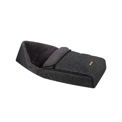 SOOSIE - Winter Kinderwagen Voetenzak + Handmof – Zwart Melange & Grijs Teddy – Universeel – Waterproof – 110 cm