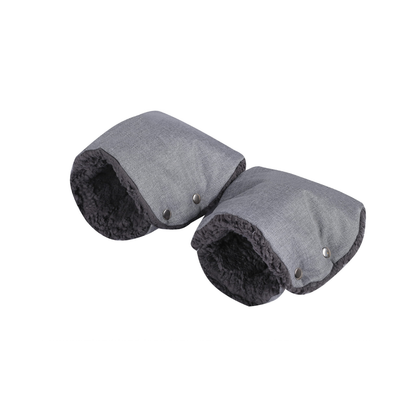 SOOSIE Winter Kinderwagen Voetenzak + Handmof – Grijs Melange & Donkergrijs Teddy – Universeel – Waterproof – 110 cm