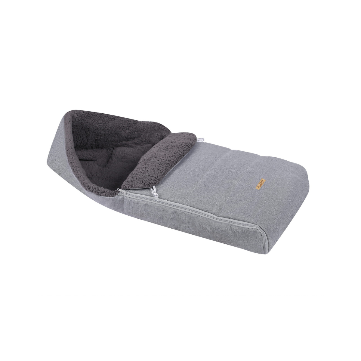 SOOSIE Winter Kinderwagen Voetenzak + Handmof – Grijs Melange & Donkergrijs Teddy – Universeel – Waterproof – 110 cm