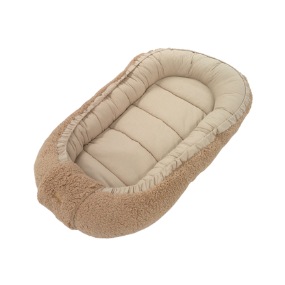 Soosie - Baby Nestje - Babynestje - Zacht en Veilig - Bruin Teddy Katoen en Bruin Katoen