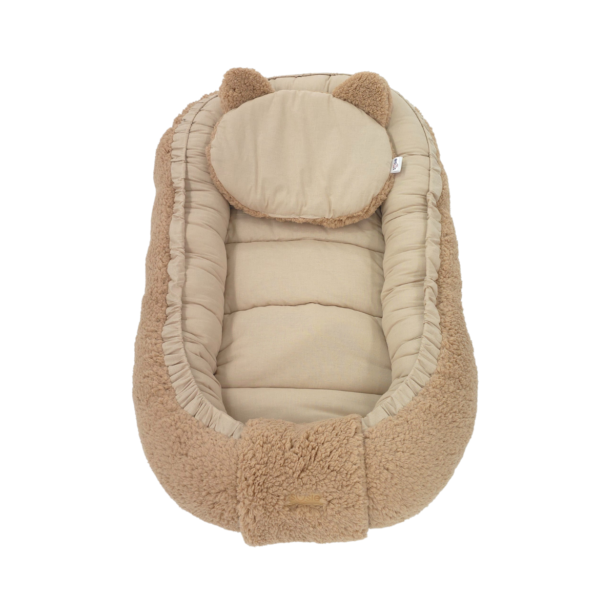 Soosie - Baby Nestje - Babynestje - Zacht en Veilig - Bruin Teddy Katoen en Bruin Katoen