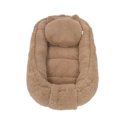 Soosie - Baby Nestje - Babynestje - Zacht en Veilig - Bruin Teddy Katoen
