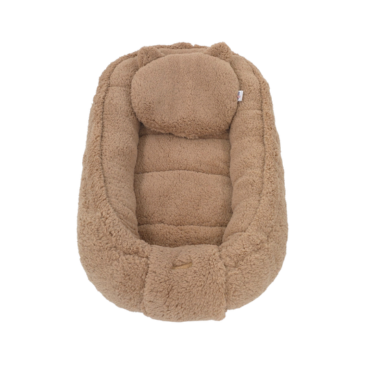 Soosie - Baby Nestje - Babynestje - Zacht en Veilig - Bruin Teddy Katoen