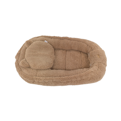 Soosie - Baby Nestje - Babynestje - Zacht en Veilig - Bruin Teddy Katoen