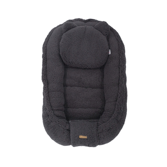 Soosie - Babynestje Teddy- Veilig en Comfortabel - Grijs Teddy Katoen - Knusse Slaapplek voor je Baby
