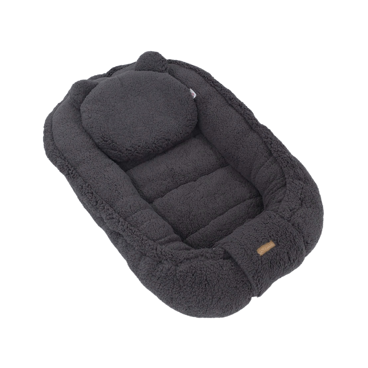 Soosie - Babynestje Teddy- Veilig en Comfortabel - Grijs Teddy Katoen - Knusse Slaapplek voor je Baby