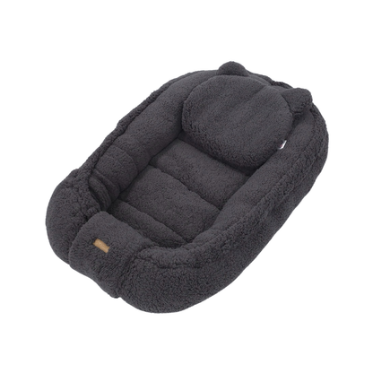 Soosie - Babynestje Teddy- Veilig en Comfortabel - Grijs Teddy Katoen - Knusse Slaapplek voor je Baby