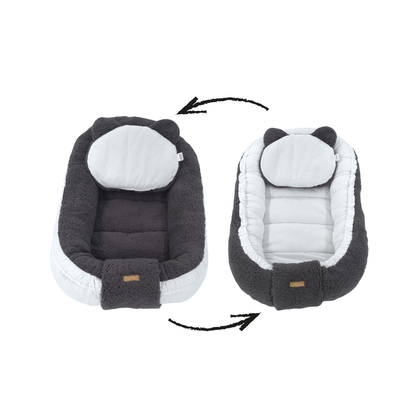 Soosie - Babynestje - Dubbelzijdig - Teddy Grijs met Witte Katoen - Comfortabel en Veilig