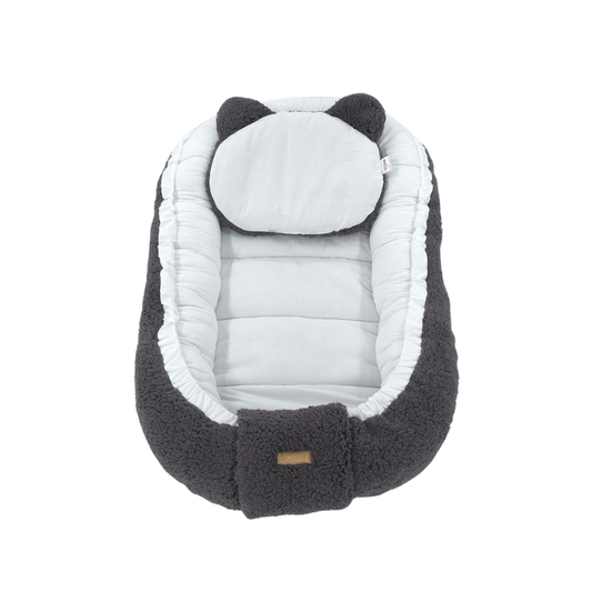 Soosie - Babynestje - Dubbelzijdig - Teddy Grijs met Witte Katoen - Comfortabel en Veilig