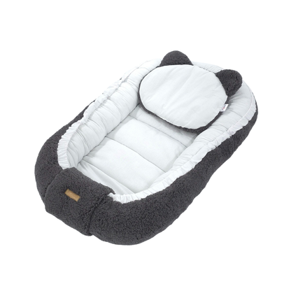 Soosie - Babynestje - Dubbelzijdig - Teddy Grijs met Witte Katoen - Comfortabel en Veilig