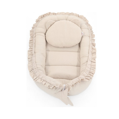 Babynestje - FRILL - Babynest SET met kussen - Beige