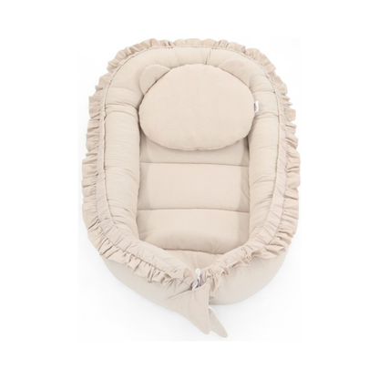 Babynestje - FRILL - Babynest SET met kussen - Beige