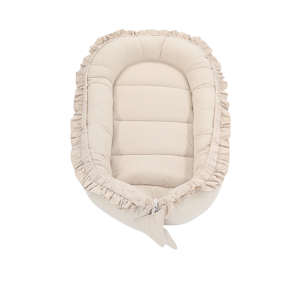 Babynestje - FRILL - Babynest SET met kussen - Beige