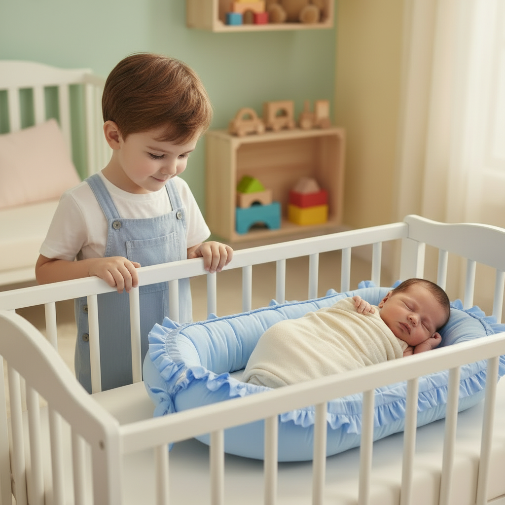 Soosie FRILL babynestje blauw met kussen