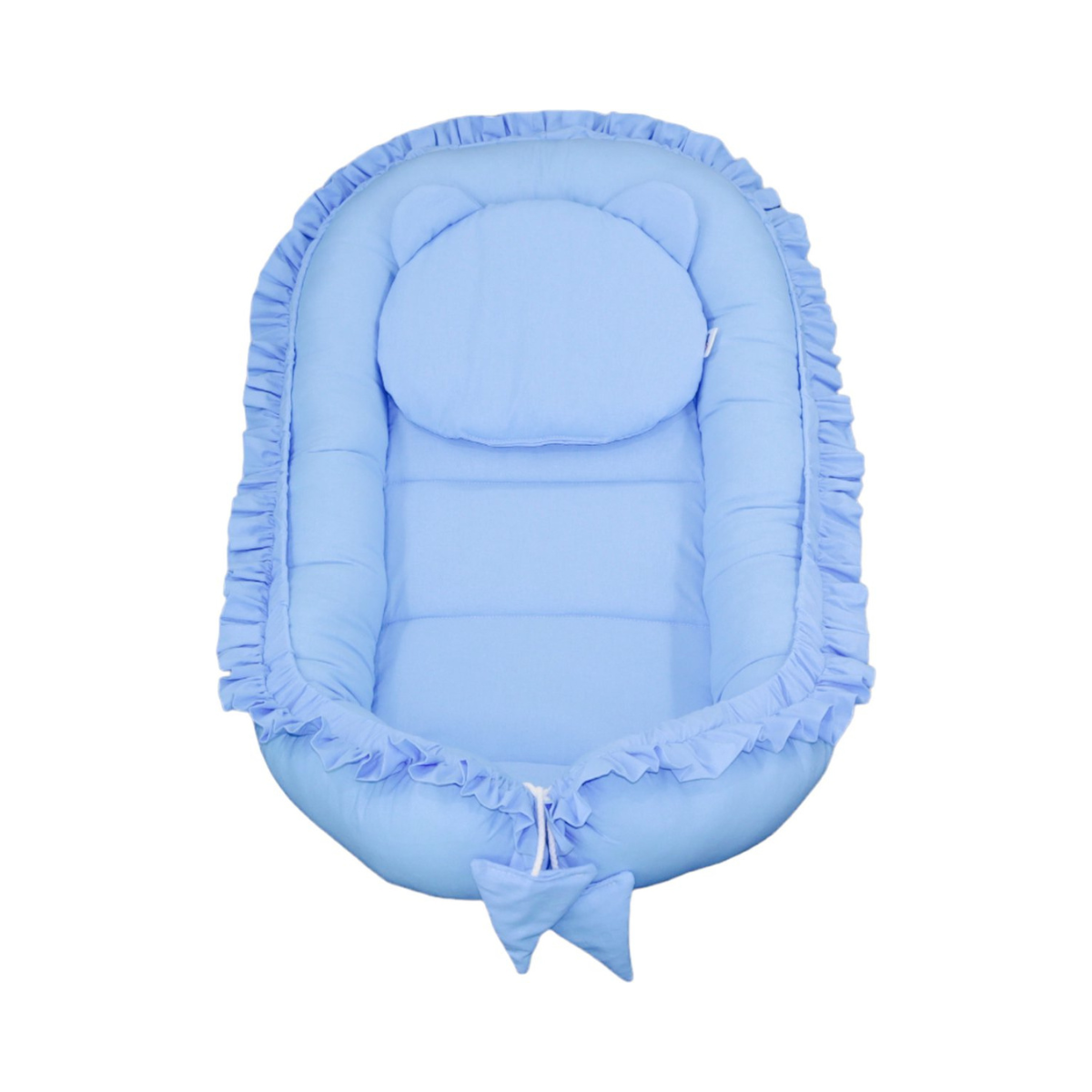 Babynestje - FRILL - Babynest SET met kussen - Blauw