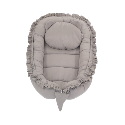 Babynestje - FRILL - Babynest SET met kussen - Grijs