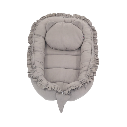 Babynestje - FRILL - Babynest SET met kussen - Grijs
