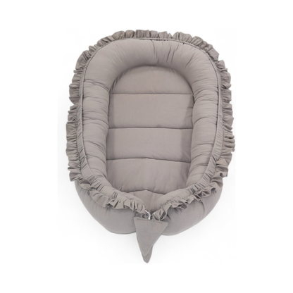 Babynestje - FRILL - Babynest SET met kussen - Grijs
