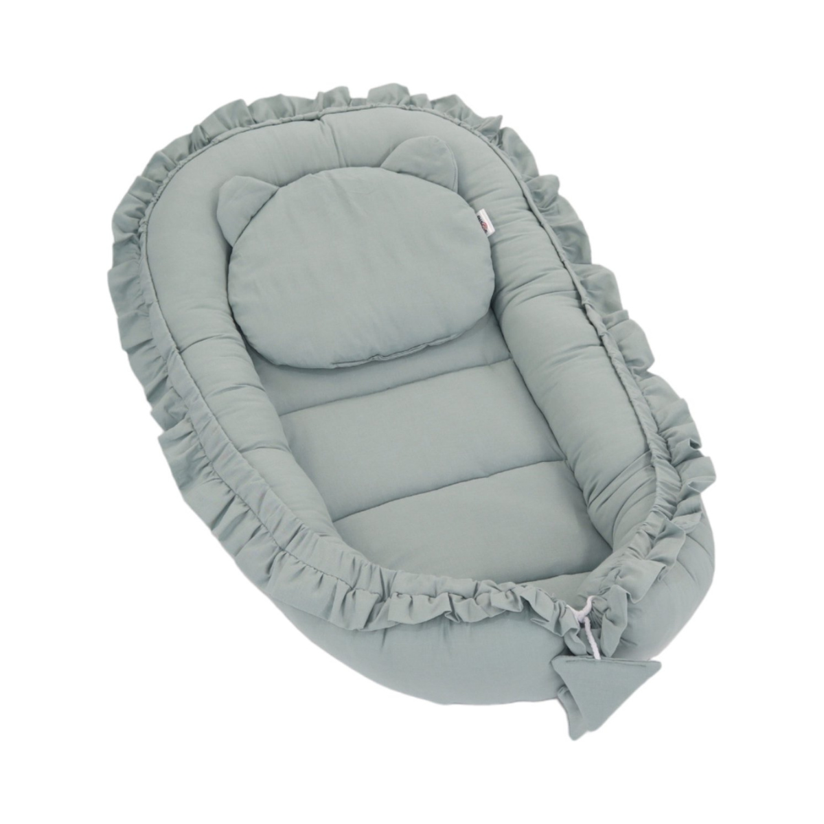 Babynestje - FRILL - Babynest SET met kussen - Groen