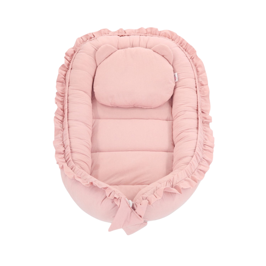 Babynestje - FRILL - Babynest SET met kussen - Roze