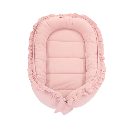 Babynestje - FRILL - Babynest SET met kussen - Roze