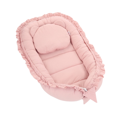 Babynestje - FRILL - Babynest SET met kussen - Roze