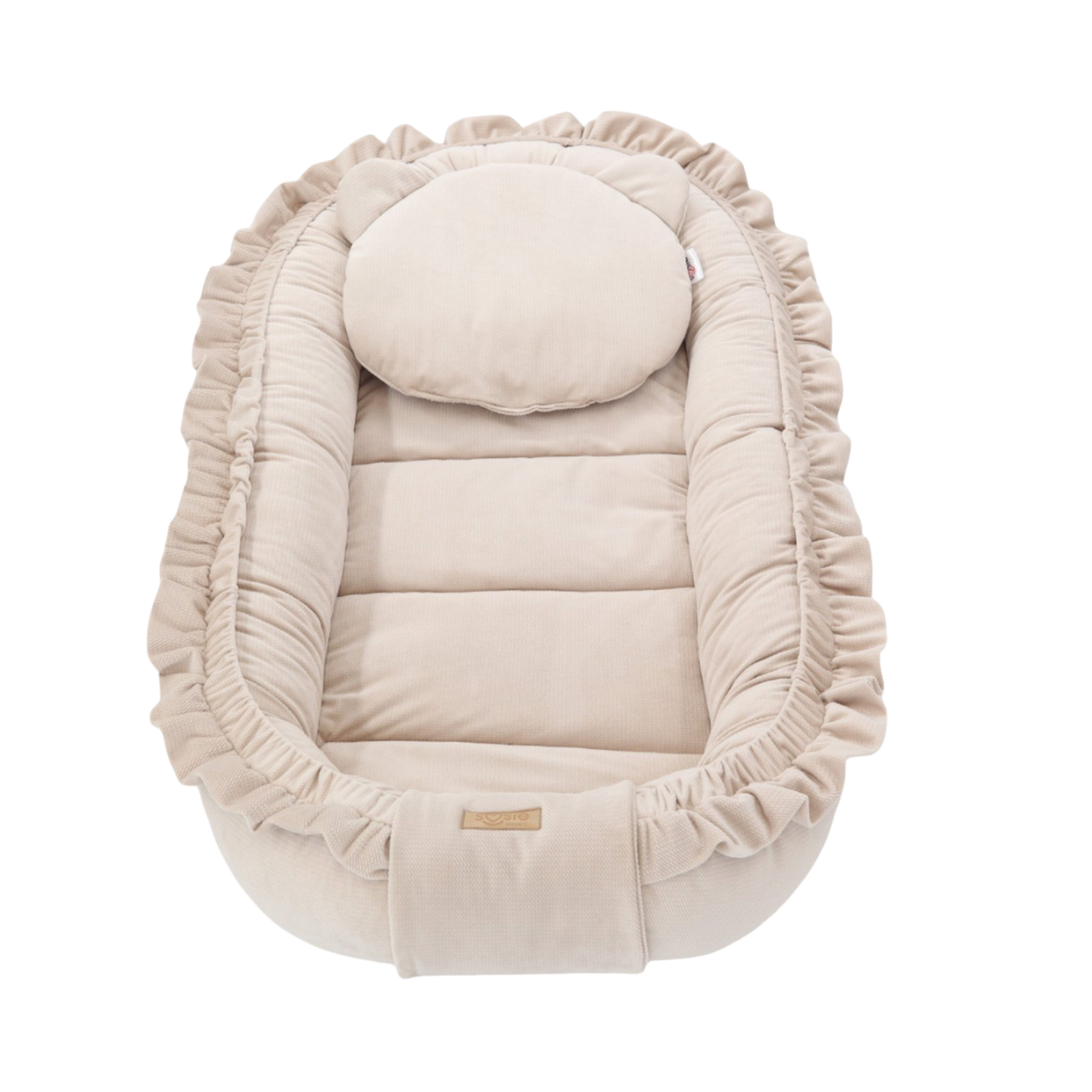 Babynestje - GLAMOUR - Babynest SET met kussen - VELVET - Beige