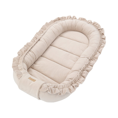 Babynestje - GLAMOUR - Babynest SET met kussen - VELVET - Beige