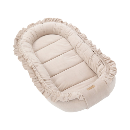 Babynestje - GLAMOUR - Babynest SET met kussen - VELVET - Beige