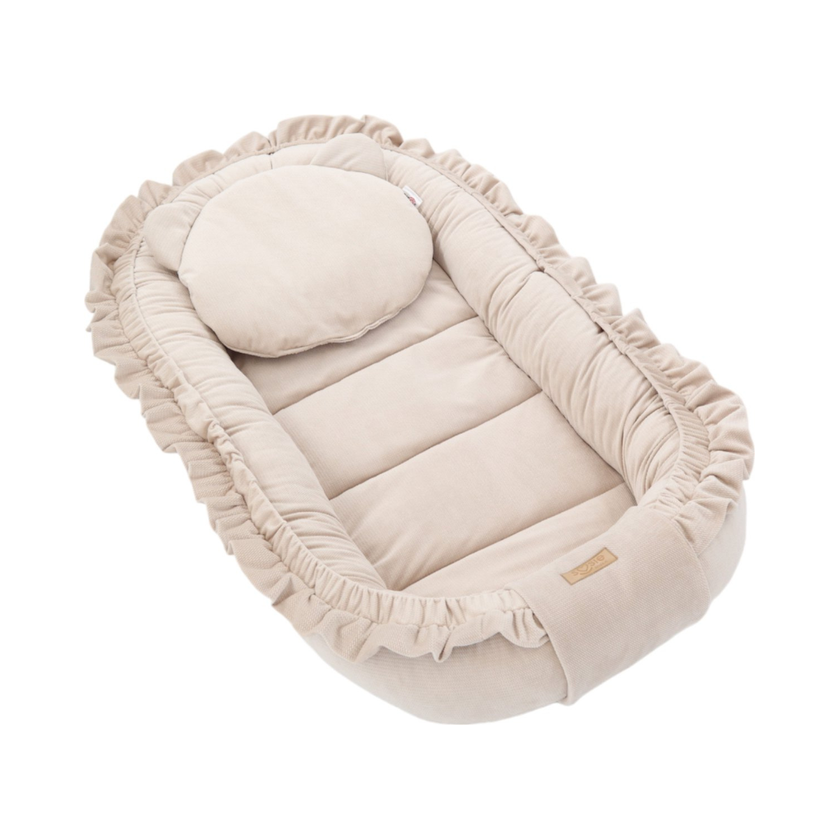 Babynestje - GLAMOUR - Babynest SET met kussen - VELVET - Beige