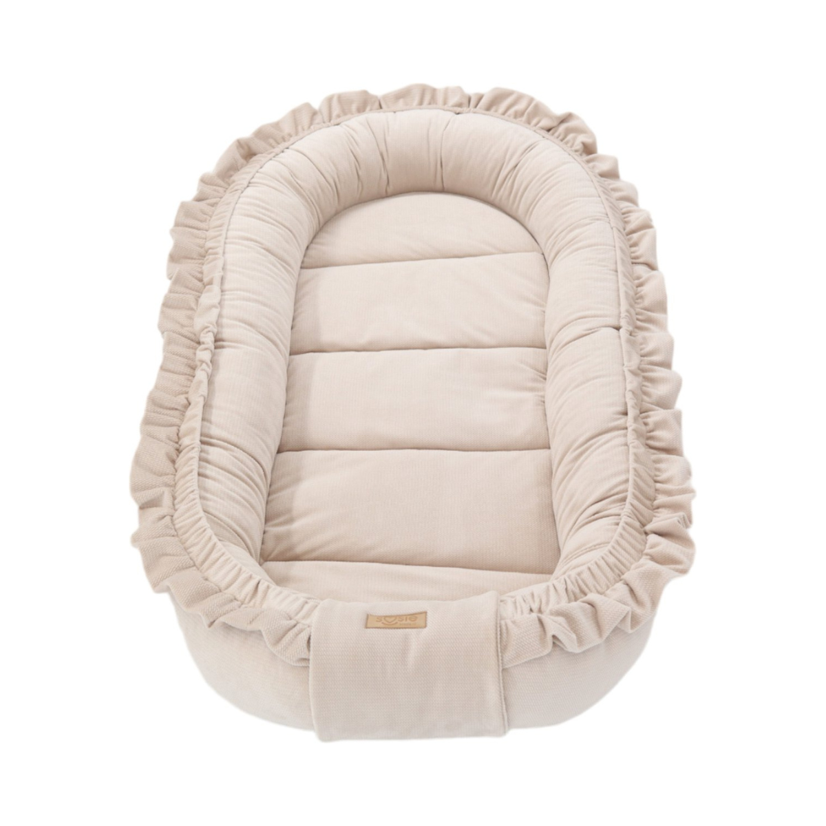 Babynestje - GLAMOUR - Babynest SET met kussen - VELVET - Beige