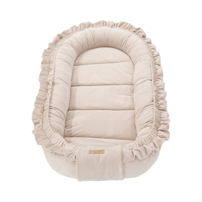 Babynestje - GLAMOUR - Babynest SET met kussen - VELVET - Beige