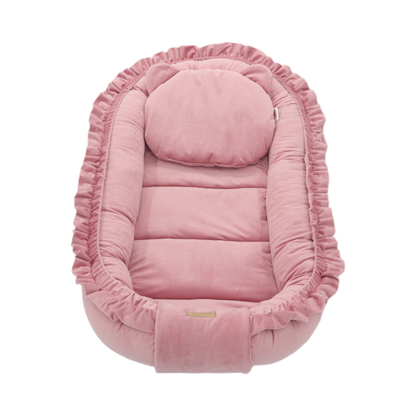 Babynestje - GLAMOUR - Babynest SET met kussen - VELVET - Roze
