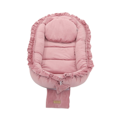 Babynestje - GLAMOUR - Babynest SET met kussen - VELVET - Roze