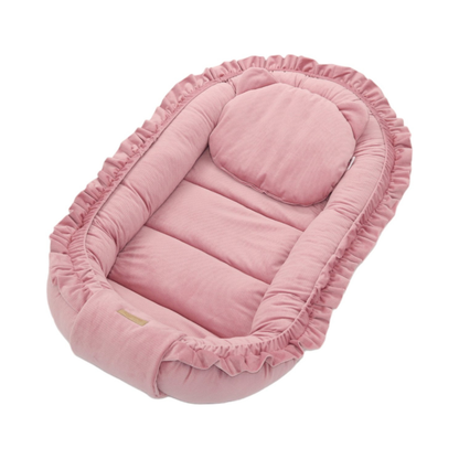 Babynestje - GLAMOUR - Babynest SET met kussen - VELVET - Roze