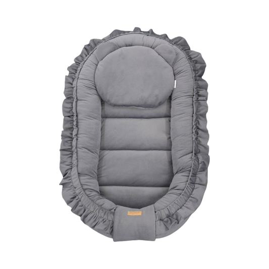 Babynestje - GLAMOUR - Babynest SET met kussen - VELVET - Grijs