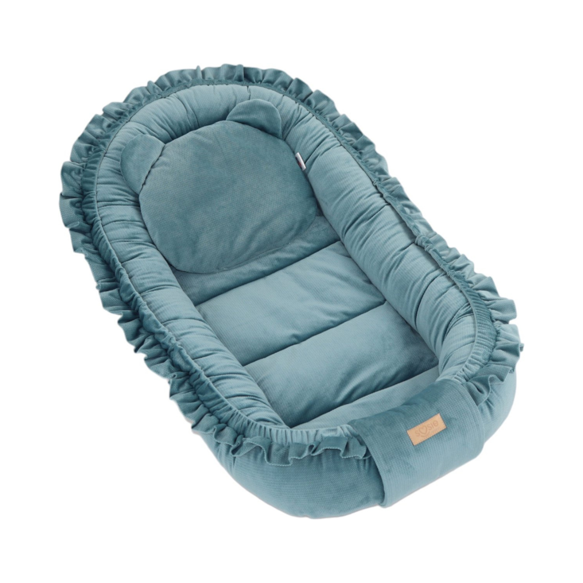 Babynestje - GLAMOUR - Babynest SET met kussen - VELVET - Blauw