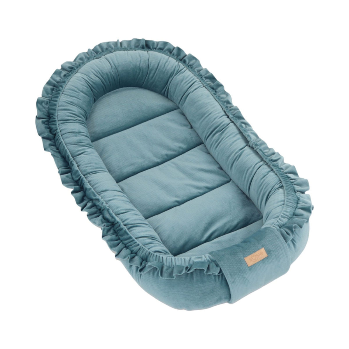 Babynestje - GLAMOUR - Babynest SET met kussen - VELVET - Blauw