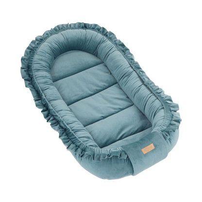 Babynestje - GLAMOUR - Babynest SET met kussen - VELVET - Blauw
