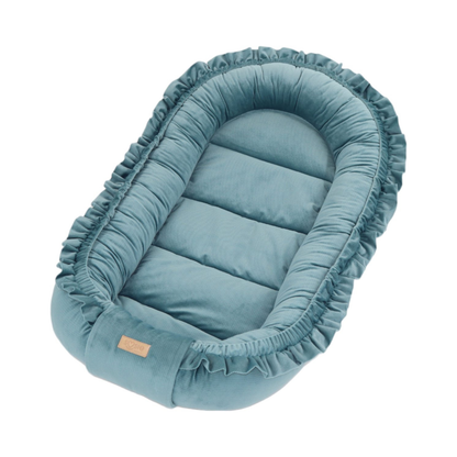 Babynestje - GLAMOUR - Babynest SET met kussen - VELVET - Blauw