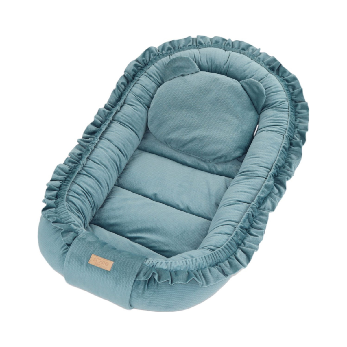 Babynestje - GLAMOUR - Babynest SET met kussen - VELVET - Blauw