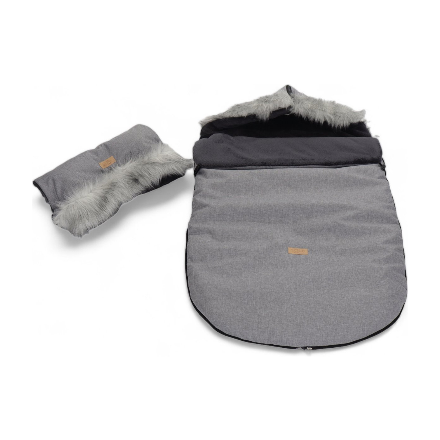 Soosie ESKIMO winter voetenzak in grijs, 110x55 cm, met handwarmer