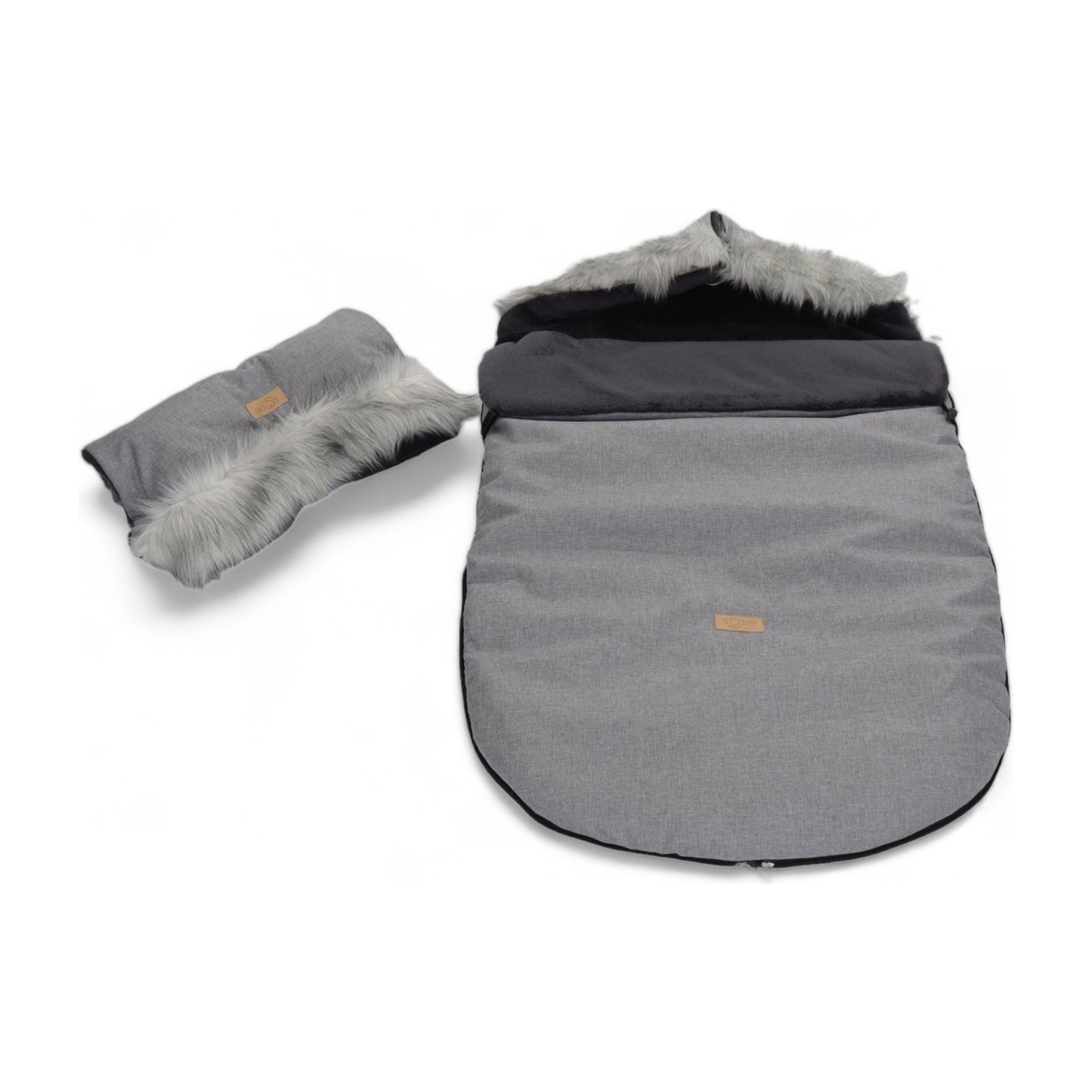 Soosie ESKIMO winter voetenzak in grijs, 110x55 cm, met handwarmer
