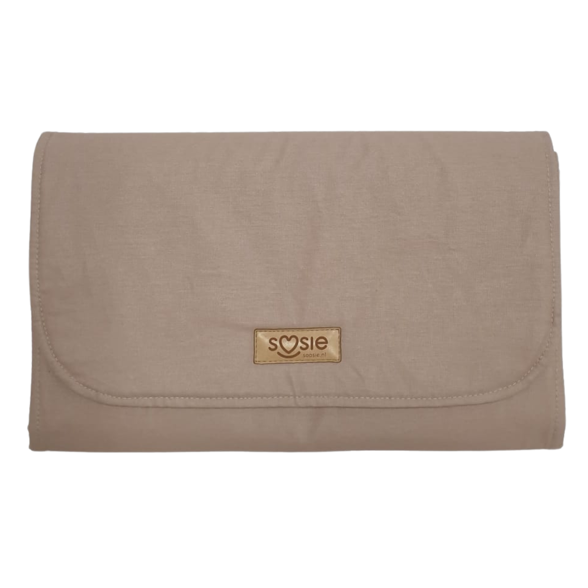 Soosie - Opvouwbaar Waterdicht Verschoonmatje – Reisverschoonmat Baby 70×55 cm – Beige – Met Vakje & Klittenbandsluiting