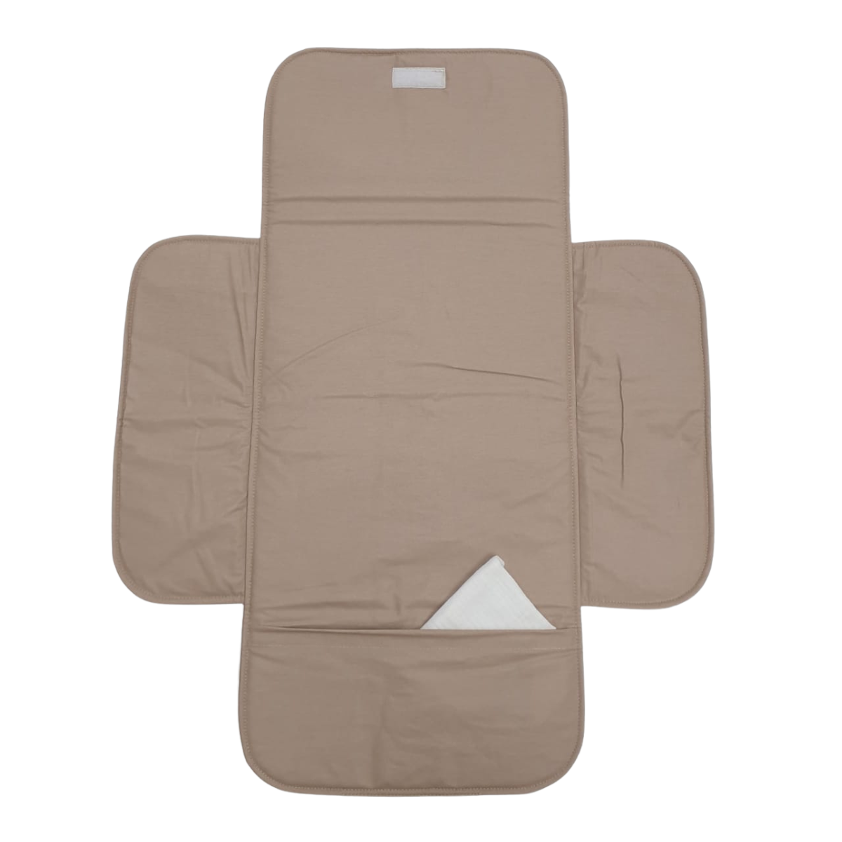 Soosie - Opvouwbaar Waterdicht Verschoonmatje – Reisverschoonmat Baby 70×55 cm – Beige – Met Vakje & Klittenbandsluiting