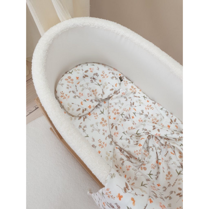 Soosie - Teddy Bouclé - Mozesmand - Baby Wieg met Schommelbasis - Natuurlijk Beukenhout – Cream – 75×36 – Met Matras