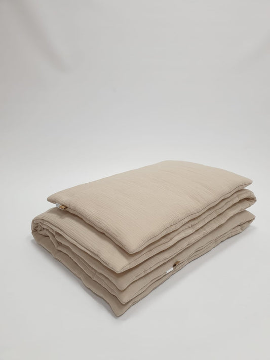 Soosie babydekbed met kussen, beddenset 100x135 en 40x60 cm, katoen mousseline, beige
