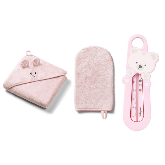 Set: bamboe badcape, washandje en badthermometer